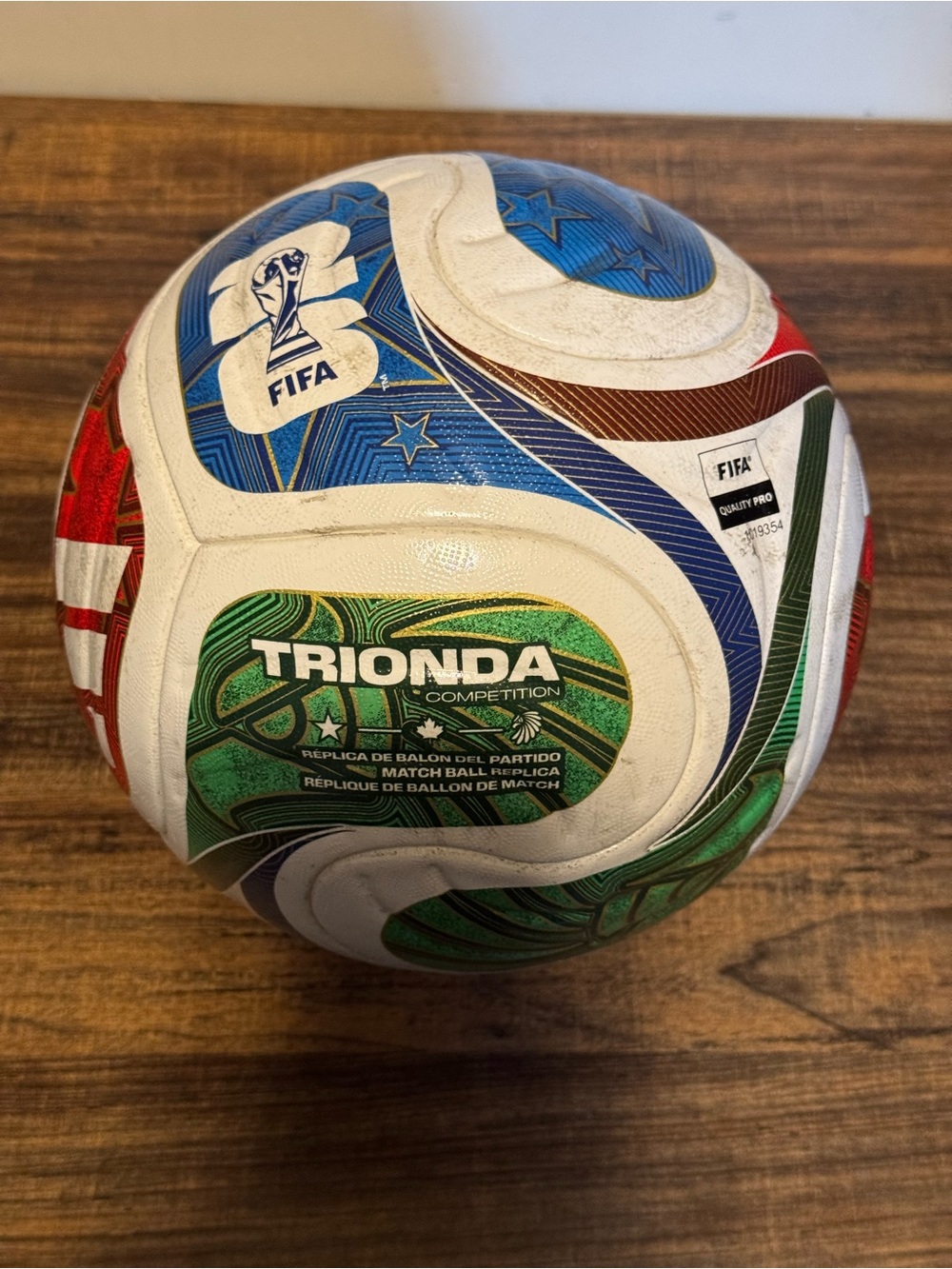 adidas Trionda Competition Soccer Ball Size 5- White, Blue, Green, Red